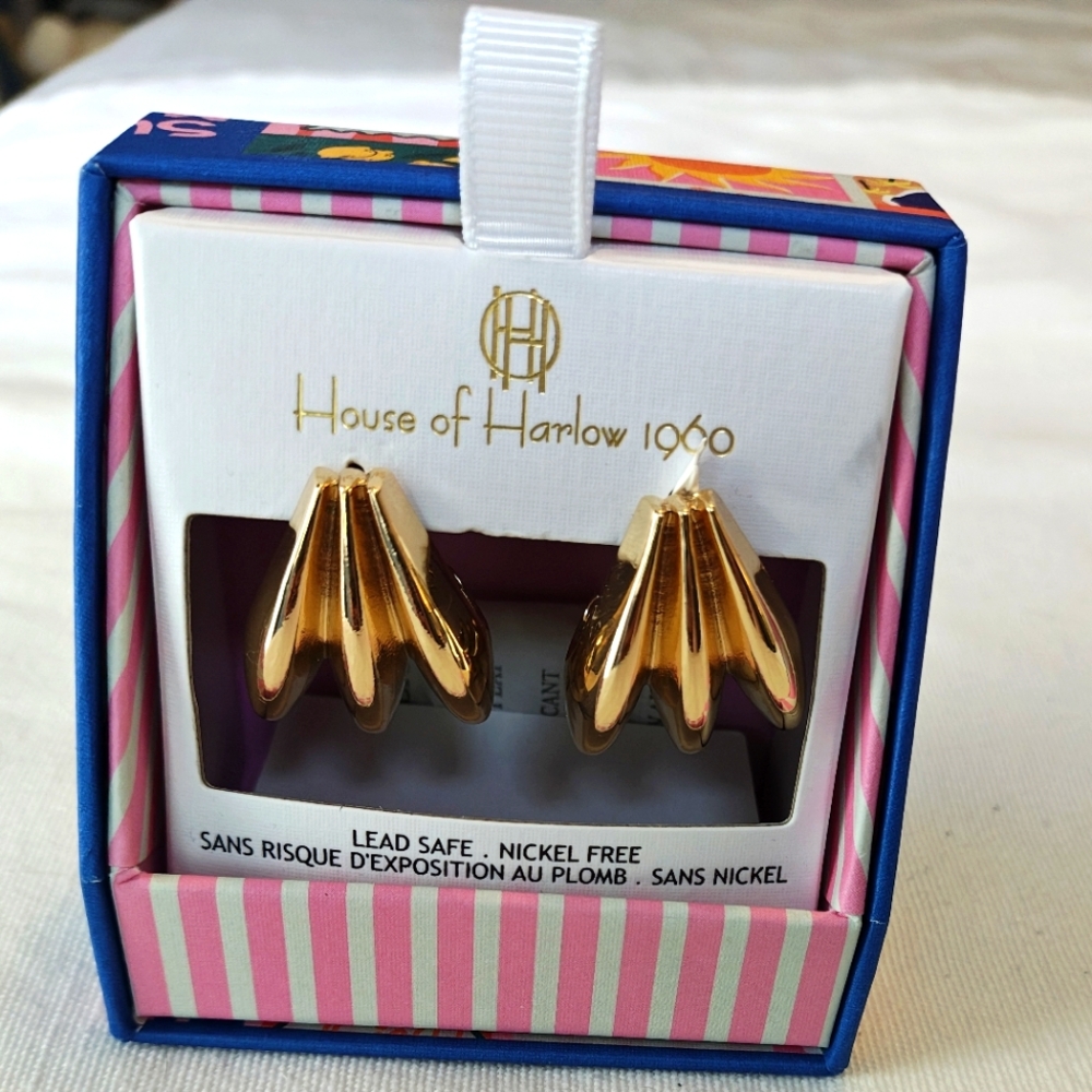BNWB House of Harlow 1960 Gold Earrings - Picture 1 of 5